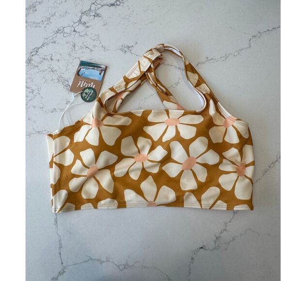 Nani Other - NWT Nani Swimwear Solis Cross Up Crop Yellow Floral Bikini Top Size XL